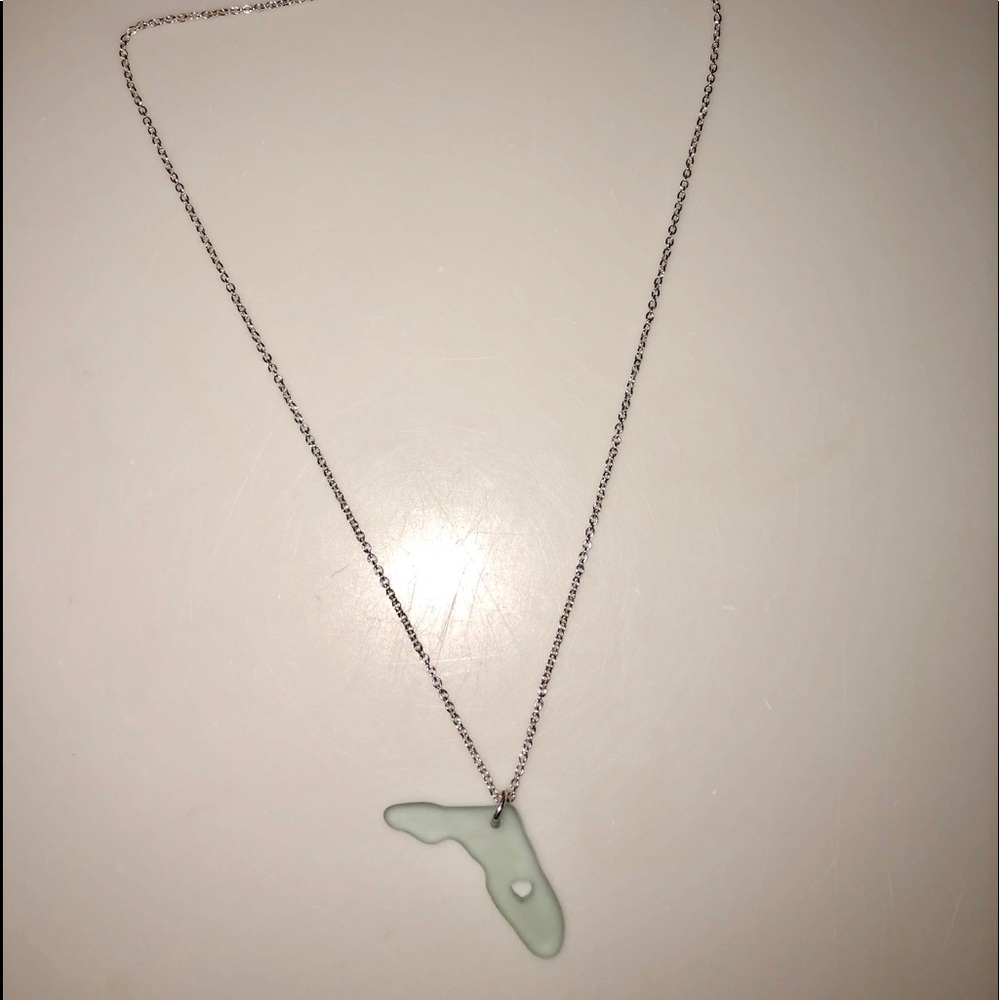 Florida seaglass necklace .925 chain